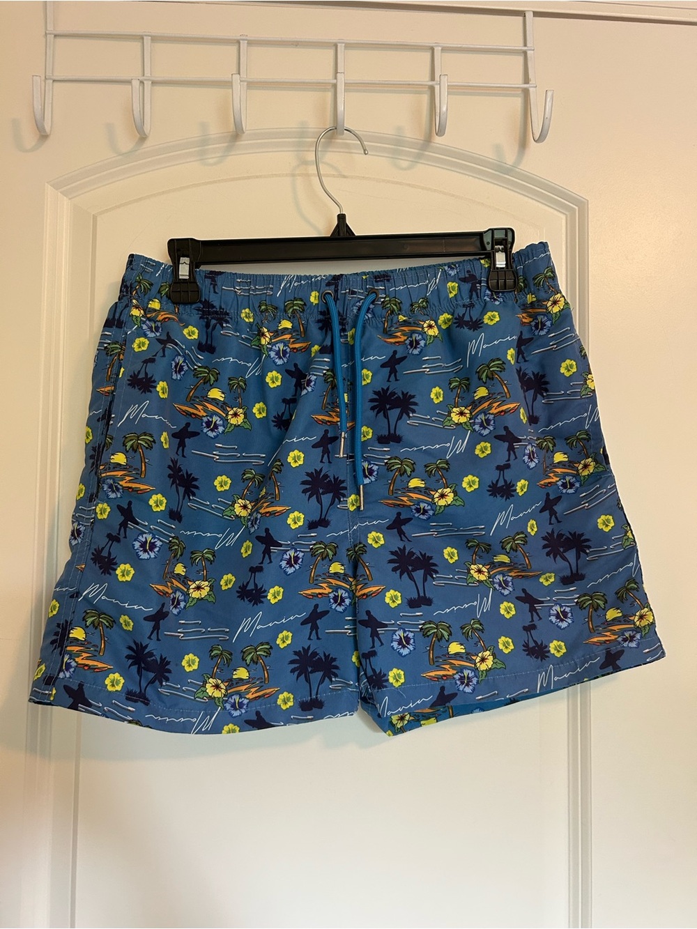 Men's Blue Tropical Print Swim Shorts